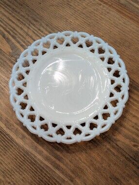 Antique 1890s Canton Glass Co Triple Forget-Me-Not Milk Glass Plate EAPG